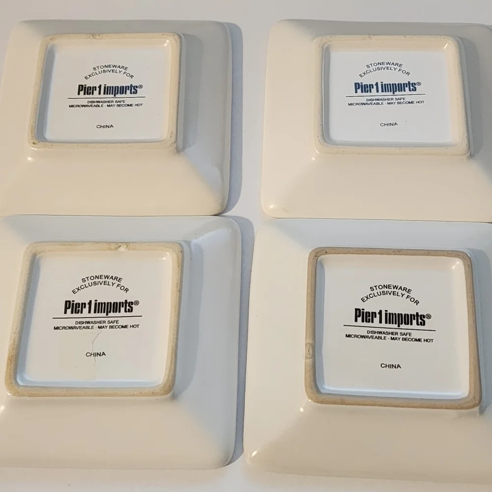 Pier 1 Imports set of 4 trinket dishes Small 3.5 inches square Flowers
